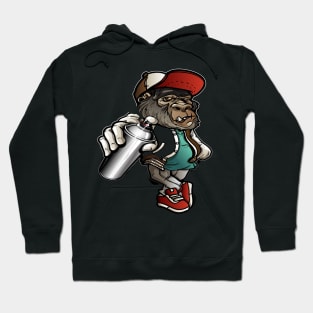 graffiti character hipster gorilla holding spray paint Hoodie